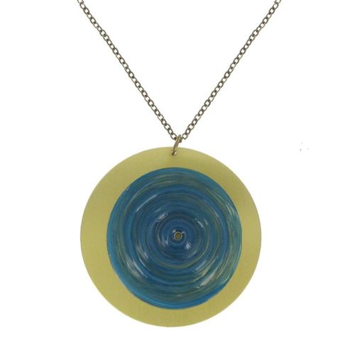 Les Poulettes Bijoux - Collier Disque En Laiton Et Pâte De Verre - Classics