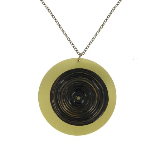 Les Poulettes Bijoux - Collier Disque En Laiton Et Pâte De Verre - Classics