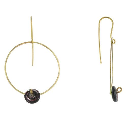 Les Poulettes Bijoux - Boucles D'oreilles Créoles En Laiton Pâte De Verre - Classics