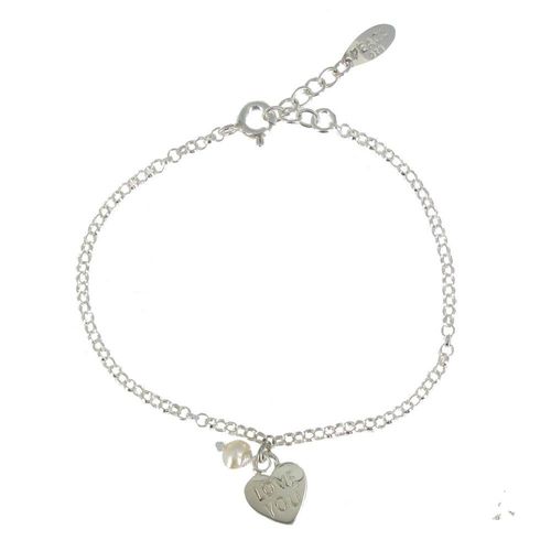 Les Poulettes Bijoux - Bracelet Argent Coeur Love You Et Perle Blanche
