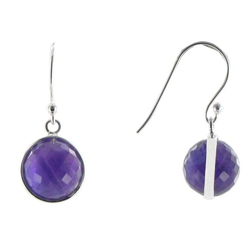 Les Poulettes Bijoux - Boucles D'oreilles Crochet Argent Sphère D'améthyste