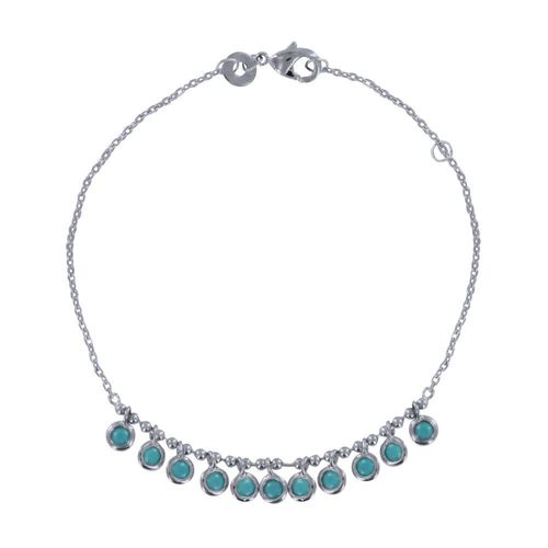 Les Poulettes Bijoux - Bracelet Argent Rhodié Breloques Turquoise