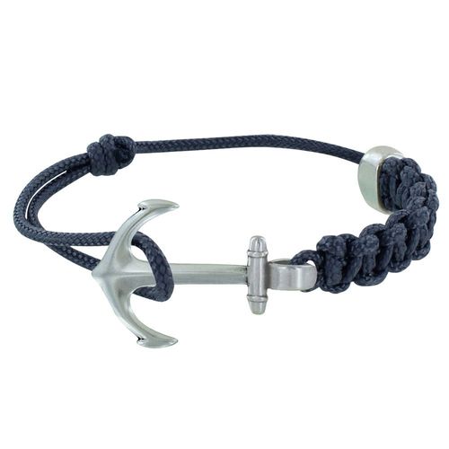 Les Poulettes Bijoux - Bracelet Argenté Ancre Lien Tressé Coulissant
