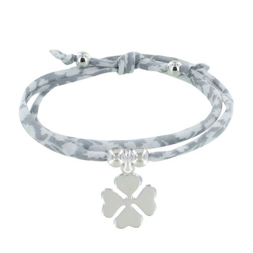 Les Poulettes Bijoux - Bracelet Double Tour Lien Liberty Et Trèfle Argent - Classics
