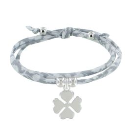 Les Poulettes Bijoux - Bracelet Double Tour Lien Liberty Et Trèfle Argent - Classics