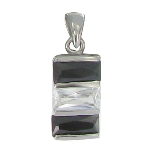 Les Poulettes Bijoux - Pendentif Argent Zirconium Noir Et Cristal