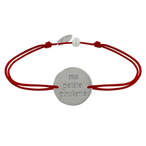 Les Poulettes Bijoux - Bracelet Lien Médaille Plaqué Argent Ronde "Ma Petite Poulette"