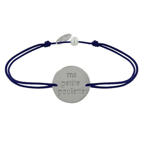 Les Poulettes Bijoux - Bracelet Lien Médaille Plaqué Argent Ronde "Ma Petite Poulette"