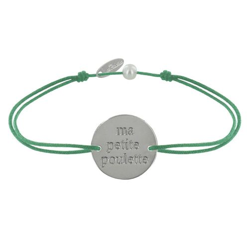 Les Poulettes Bijoux - Bracelet Lien Médaille Plaqué Argent Ronde "Ma Petite Poulette"