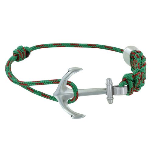 Les Poulettes Bijoux - Bracelet Argenté Ancre Lien Bicolore Tressé Coulissant