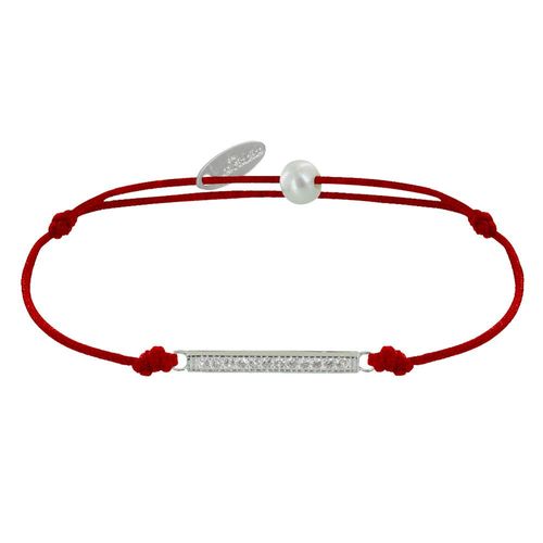 Les Poulettes Bijoux - Bracelet Lien Argent Petite Barrette De Strass