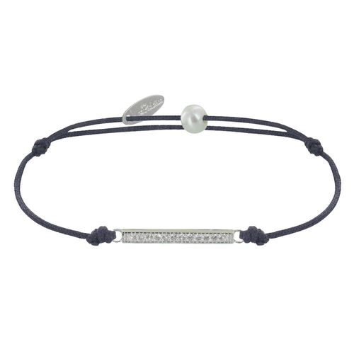 Les Poulettes Bijoux - Bracelet Lien Argent Petite Barrette De Strass