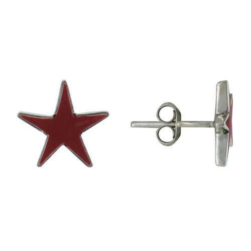 Les Poulettes Bijoux - Boucles D'oreilles Argent Etoile Couleur Corail