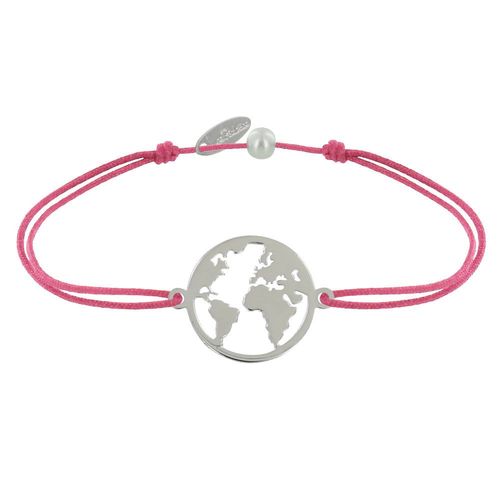 Les Poulettes Bijoux - Bracelet Lien Médaille Argent Ronde Mappemonde