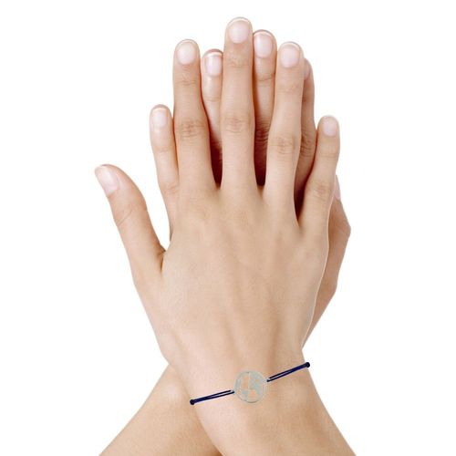 Les Poulettes Bijoux - Bracelet Lien Médaille Argent Ronde Mappemonde