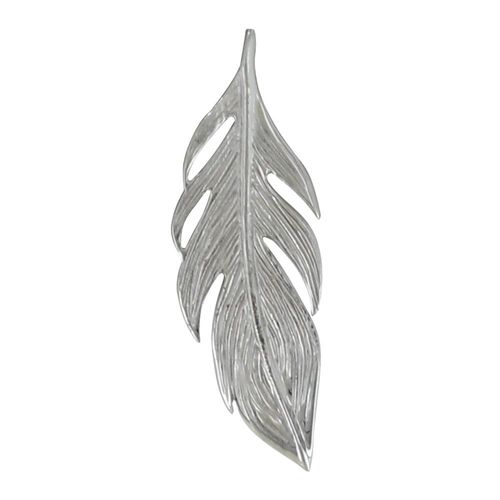 Les Poulettes Bijoux - Pendentif Argent Rhodié Petite Plume - Petit Modèle