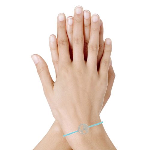Les Poulettes Bijoux - Bracelet Lien Médaille Argent Ronde Mappemonde