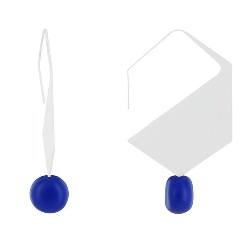 Les Poulettes Bijoux - Boucles D'oreilles Crochet Plat Métal Argenté Hexagone Et Perles Céramique