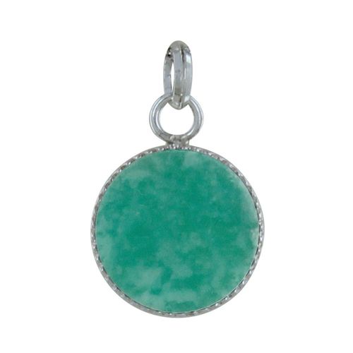 Les Poulettes Bijoux - Pendentif Argent Rond Dentelé D'amazonite
