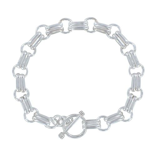 Les Poulettes Bijoux - Bracelet Argent Double Maillons Plat Et Ronds Fermoir T