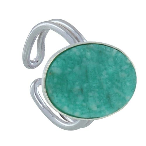 Les Poulettes Bijoux - Bague Argent Ovale D'amazonite