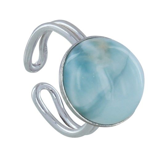 Les Poulettes Bijoux - Bague Argent Grande Demi Sphère De Larimar