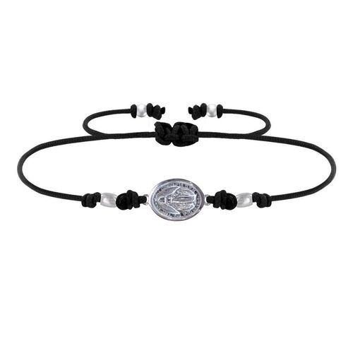 Les Poulettes Bijoux - Bracelet Lien Médaille Argent Ovale Vierge Miraculeuse