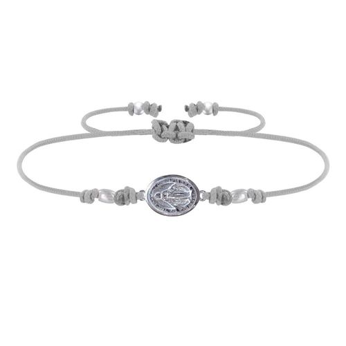 Les Poulettes Bijoux - Bracelet Lien Médaille Argent Ovale Vierge Miraculeuse