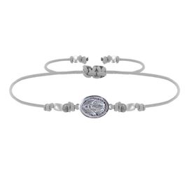 Les Poulettes Bijoux - Bracelet Lien Médaille Argent Ovale Vierge Miraculeuse