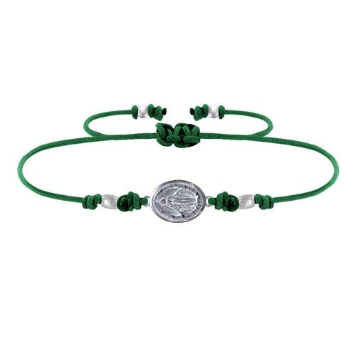 Les Poulettes Bijoux - Bracelet Lien Médaille Argent Ovale Vierge Miraculeuse