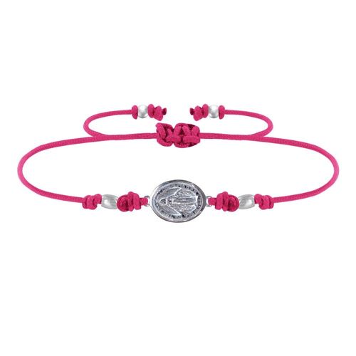 Les Poulettes Bijoux - Bracelet Lien Médaille Argent Ovale Vierge Miraculeuse