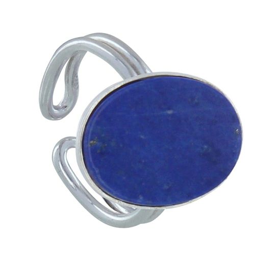 Les Poulettes Bijoux - Bague Argent Ovale De Lapis Lazuli