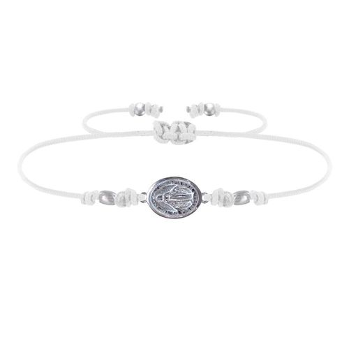 Les Poulettes Bijoux - Bracelet Lien Médaille Argent Ovale Vierge Miraculeuse
