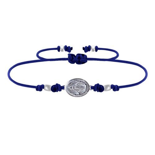 Les Poulettes Bijoux - Bracelet Lien Médaille Argent Ovale Vierge Miraculeuse