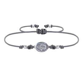 Les Poulettes Bijoux - Bracelet Lien Médaille Argent Ovale Vierge Miraculeuse