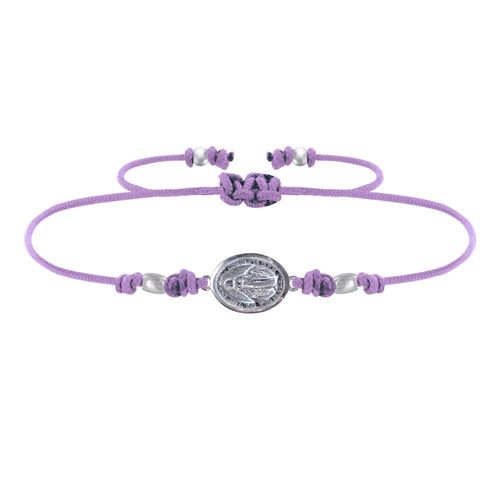 Les Poulettes Bijoux - Bracelet Lien Médaille Argent Ovale Vierge Miraculeuse
