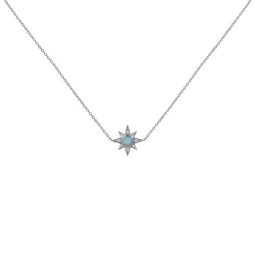 Les Poulettes Bijoux - Collier Argent Etoile Polaire Et Demi Perle De Larimar