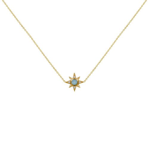 Les Poulettes Bijoux - Collier Plaqué Or Etoile Polaire Et Demi Perle De Larimar