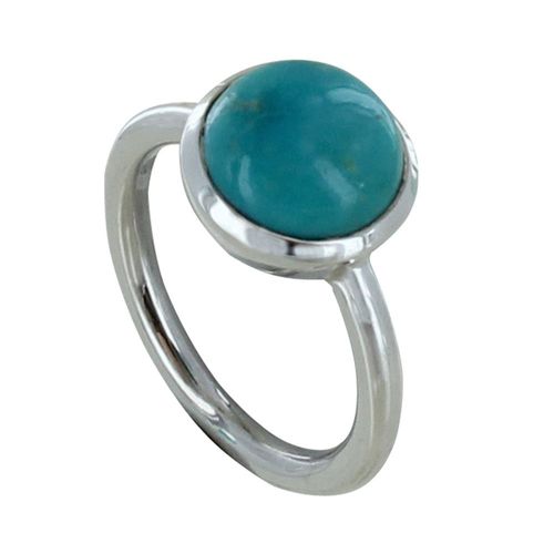 Les Poulettes Bijoux - Bague Argent Rond De Turquoise