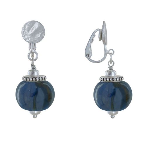 Les Poulettes Bijoux - Boucles D'oreilles Clip Métal Argenté Et Grosses Perles En Céramique