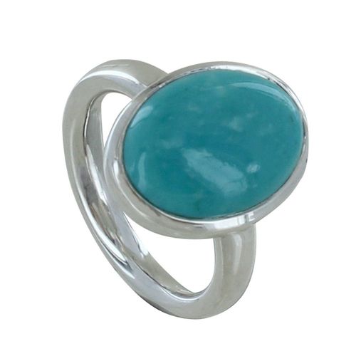 Les Poulettes Bijoux - Bague Argent Ovale De Turquoise