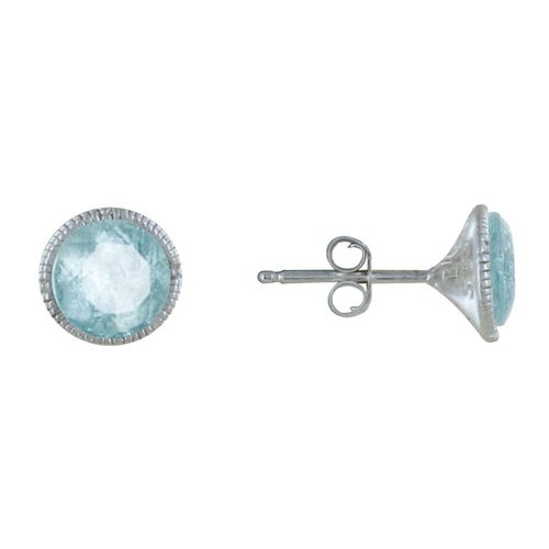 Les Poulettes Bijoux - Boucles D'oreilles Argent Rond Ciselé Et Topaze Facettée