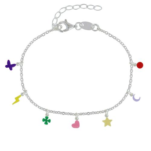 Les Poulettes Bijoux - Bracelet Argent Breloques Colorées