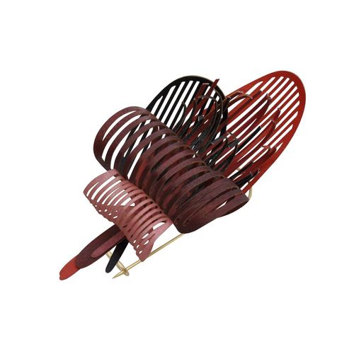 Les Poulettes Bijoux - Broche Laiton Algas En Cuir