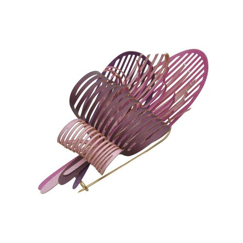 Les Poulettes Bijoux - Broche Laiton Algas En Cuir