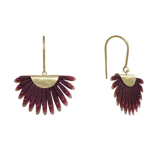 Les Poulettes Bijoux - Boucles D'oreilles Laiton Feuille En Cuir