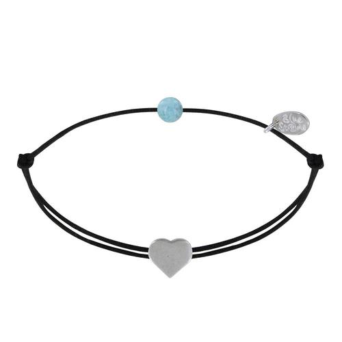 Les Poulettes Bijoux - Bracelet Lien Mon Petit Coeur Argent Et Perle De Larimar