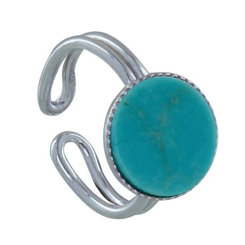 Les Poulettes Bijoux - Bague Argent Rond Dentelé De Turquoise
