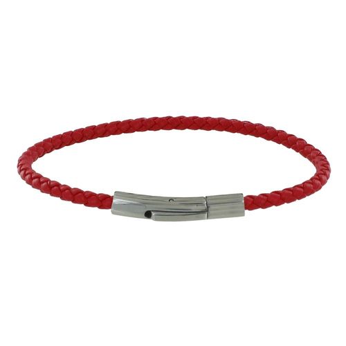 Les Poulettes Bijoux - Bracelet Femme Cuir Tréssé Rond 18cm