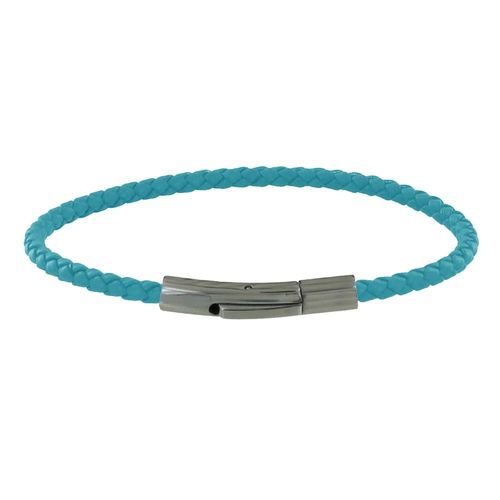 Les Poulettes Bijoux - Bracelet Femme Cuir Tréssé Rond 18cm